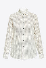 Polka Dot Print Long-Sleeved Silk Shirt