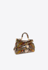 Small Sicily Top Handle Bag in Python Skin Leather