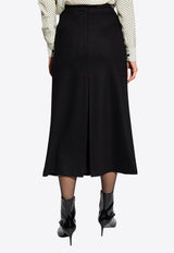 Pleated Wool-Blend Midi Skirt