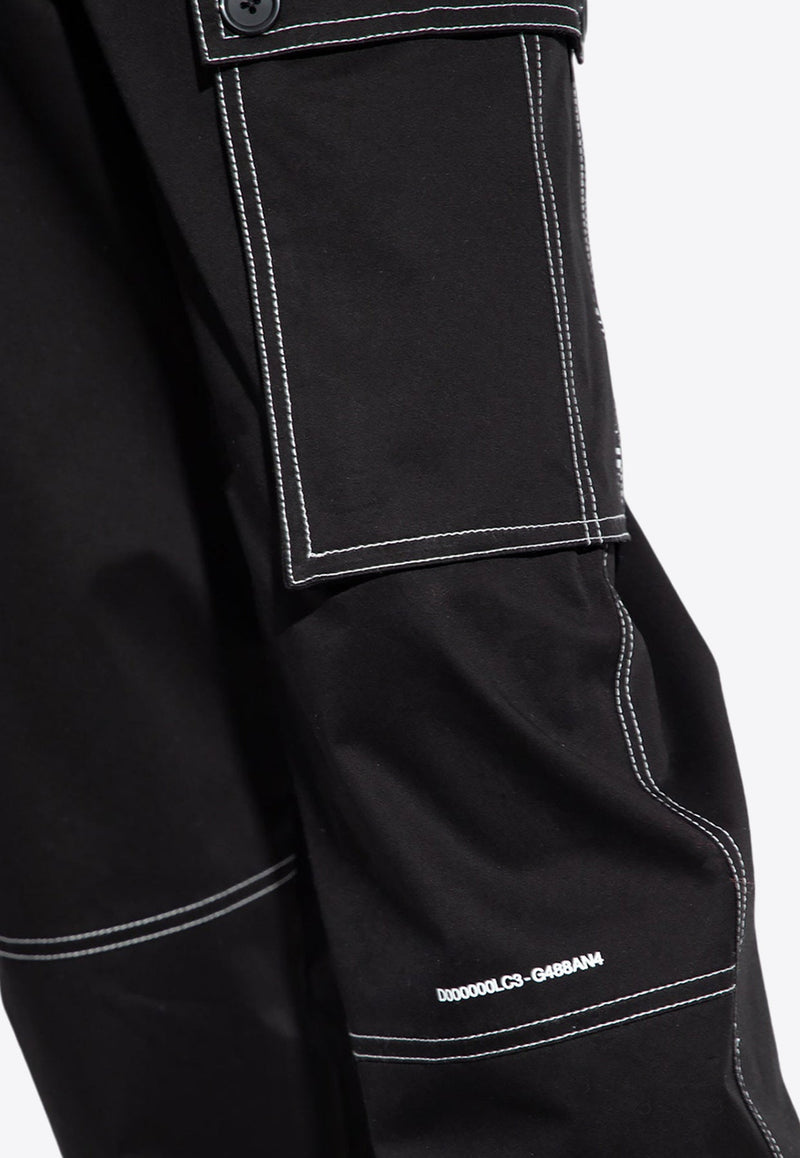 Contrast Stitch Logo Cargo Pants