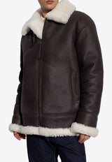 Shearling-Trimmed Leather Jacket