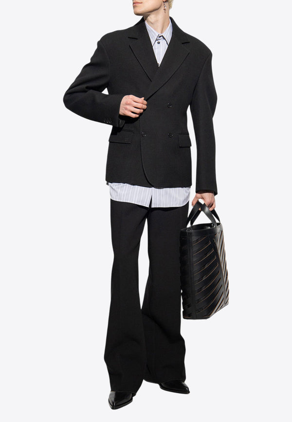 Wide-Leg Wool Tailored Pants