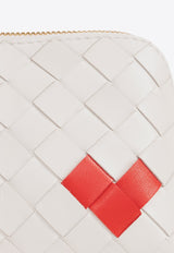 Heart-Motif Intrecciato Leather Toiletry Bag