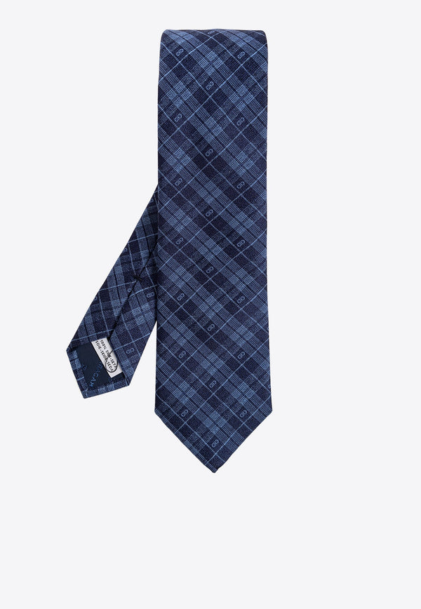 Gancini Checkered Silk Tie