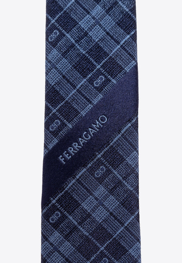 Gancini Checkered Silk Tie