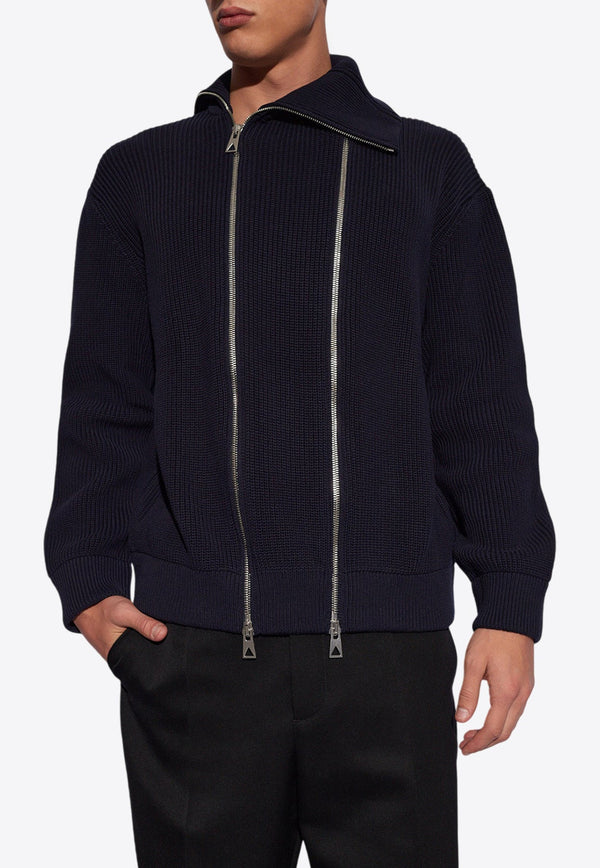 Double-Zip Ribbed Cardigan