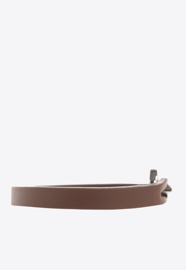 Logo Plaque Leather Bracelet