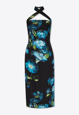 Charmeuse Sheath Floral Midi Dress