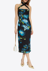 Charmeuse Sheath Floral Midi Dress