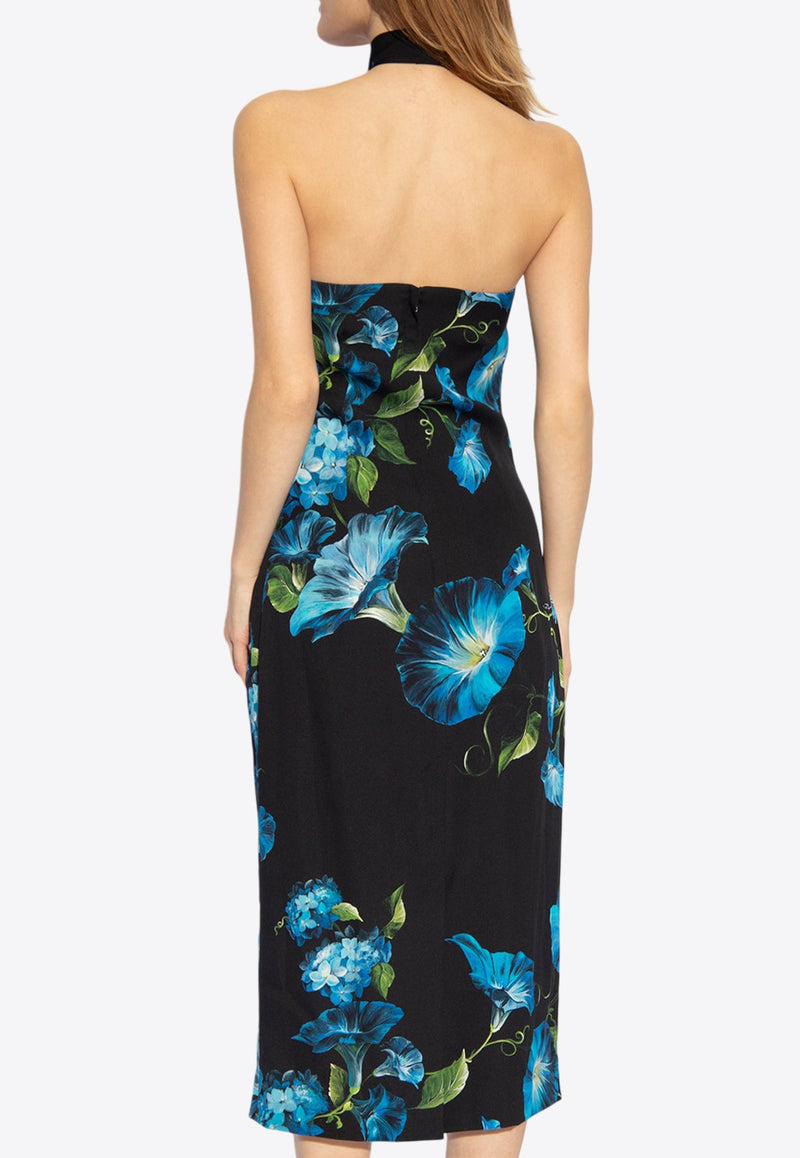 Charmeuse Sheath Floral Midi Dress