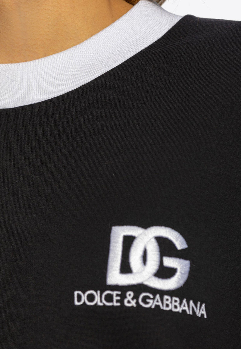 Embroidered DG Logo Cropped Sweatshirt