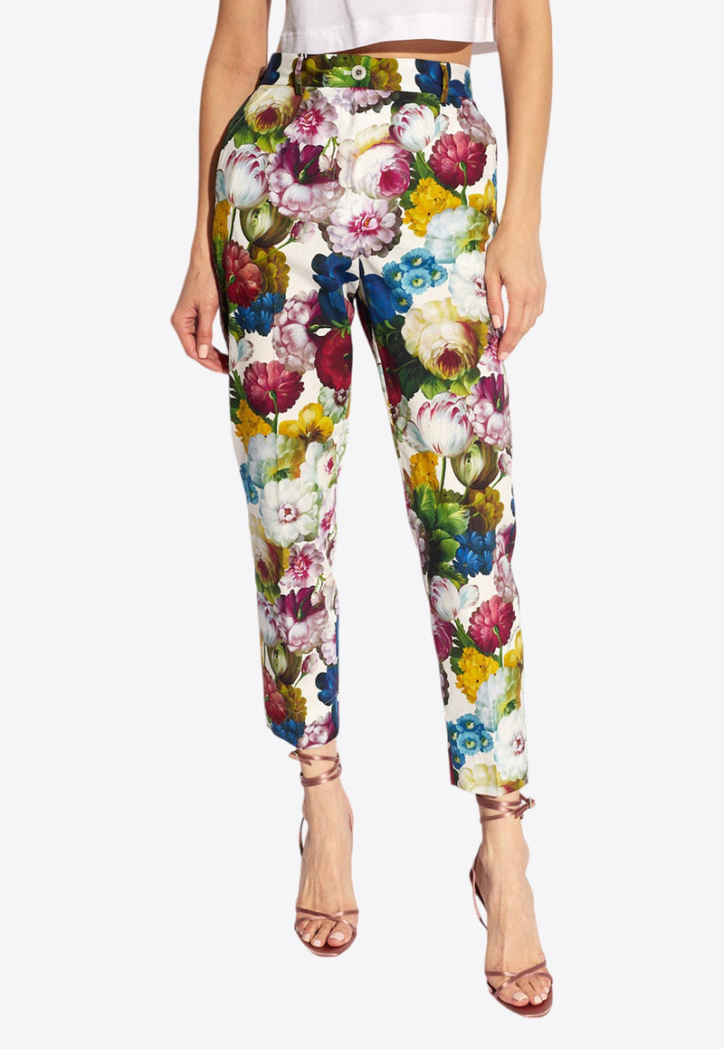 Floral Print Tapered-Leg Pants