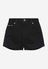 Logo Plaque High-Waist Denim Shorts