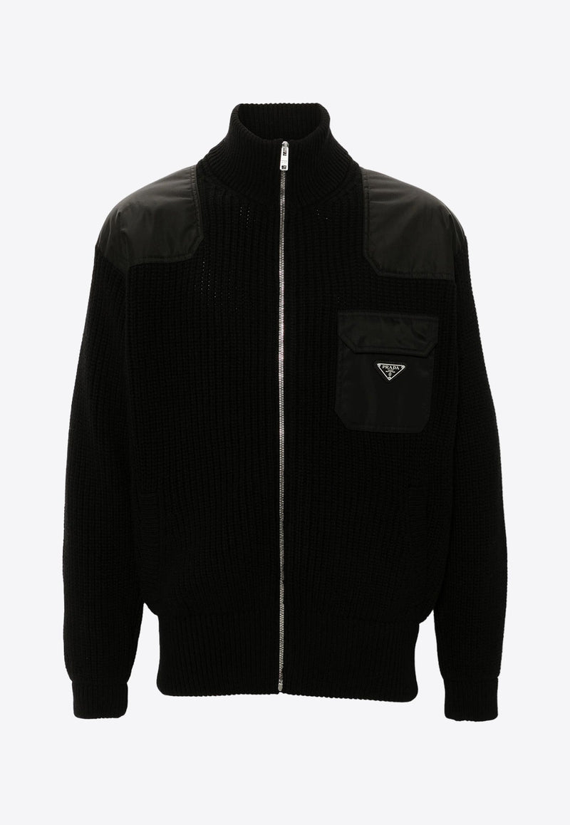 Enamel-Triangle Zip-Up Jacket