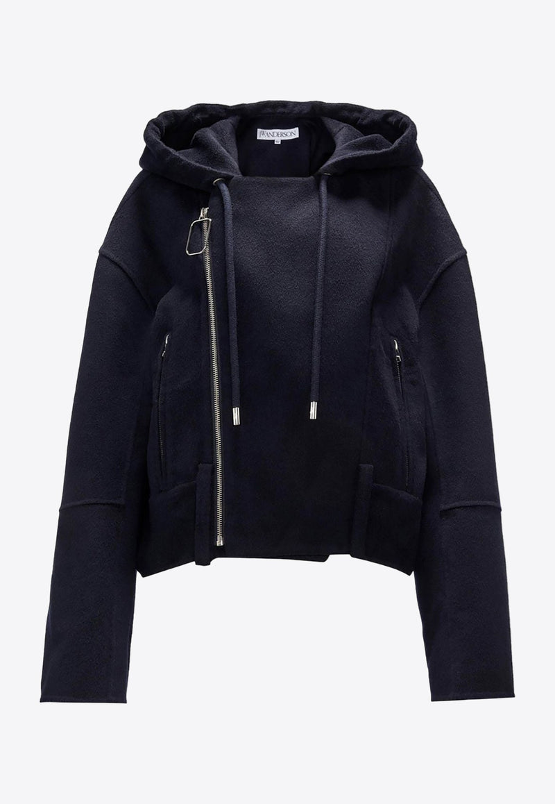 Hooded Biker Wool Jacket