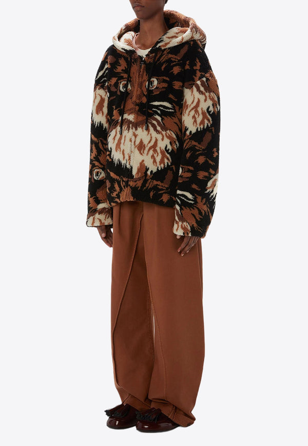 Graphic Print Faux-Fur Jacket