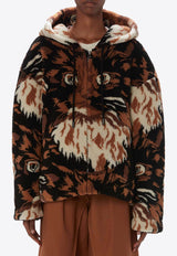 Graphic Print Faux-Fur Jacket