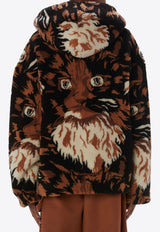 Graphic Print Faux-Fur Jacket