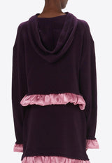 Satin-Trimmed Cropped Hoodie