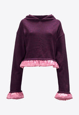 Satin-Trimmed Cropped Hoodie