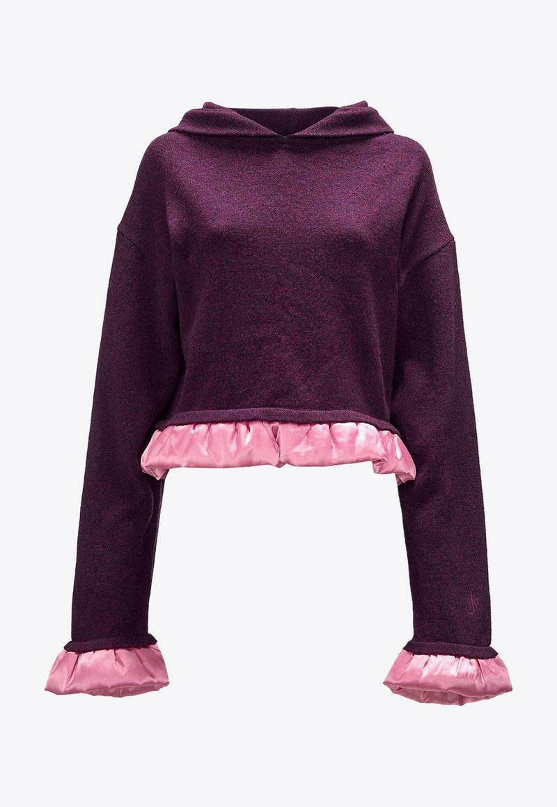 Satin-Trimmed Cropped Hoodie