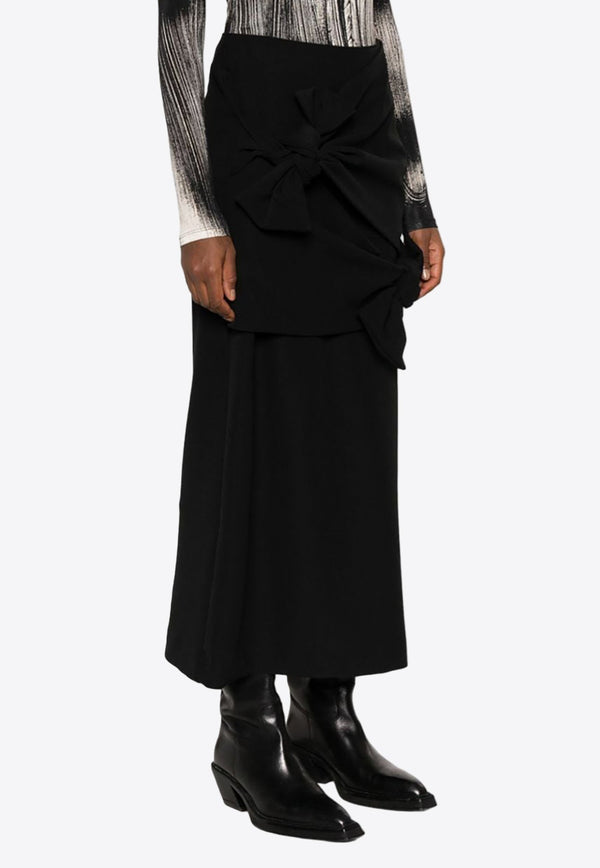 Knotted Crepe Midi Skirt