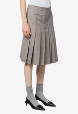 Check Pattern Pleated Midi Skirt