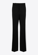 Contrasting-Trim Wide-Leg Pants