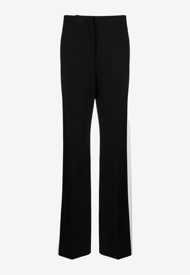 Contrasting-Trim Wide-Leg Pants