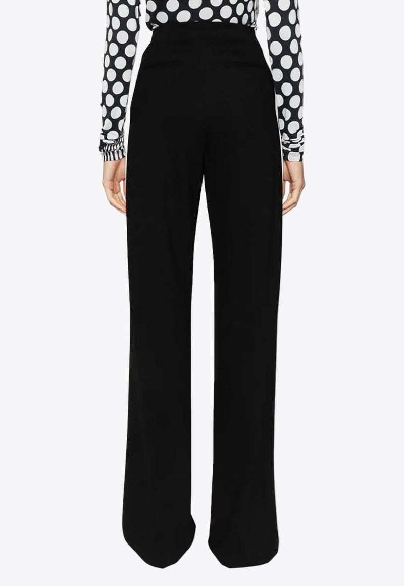 Contrasting-Trim Wide-Leg Pants