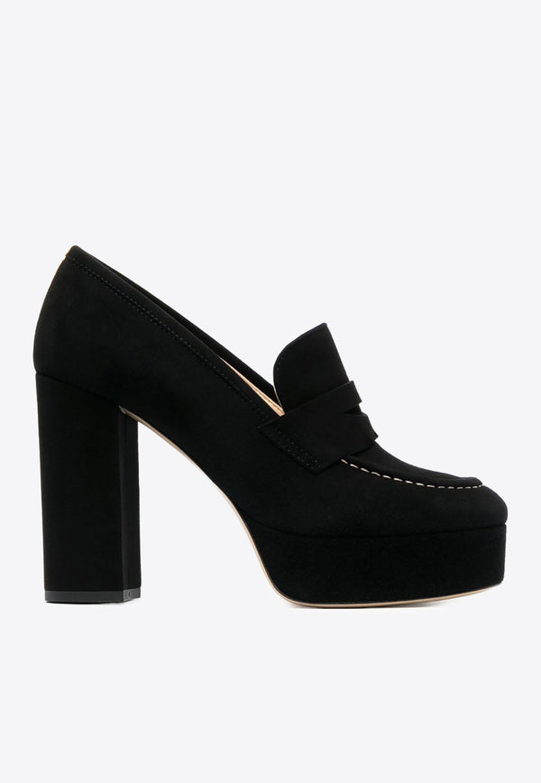 115 Penny-Slot Suede Platform Pumps