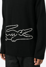 X Lacoste Intarsia Knit Logo Wool Sweater