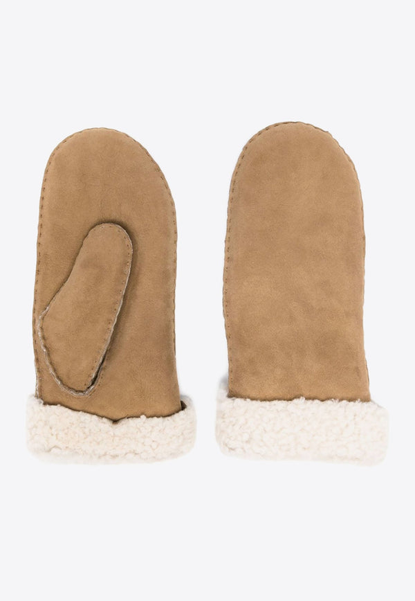 Shearling-Trimmed Suede Mittens