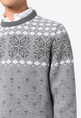 Patterned Intarsia Knit Wool Sweater