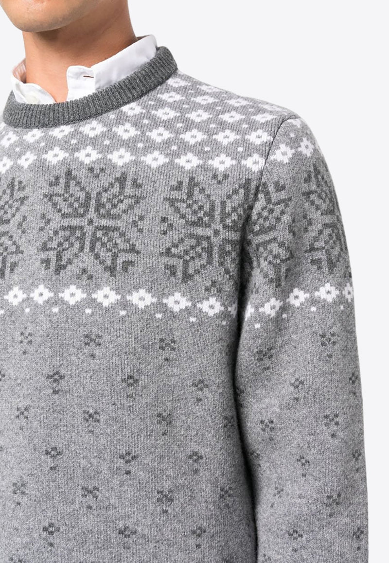 Patterned Intarsia Knit Wool Sweater