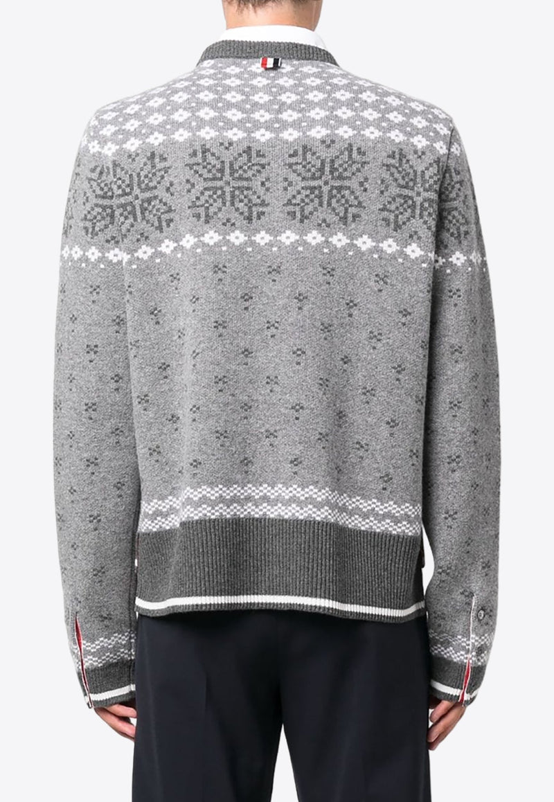 Patterned Intarsia Knit Wool Sweater