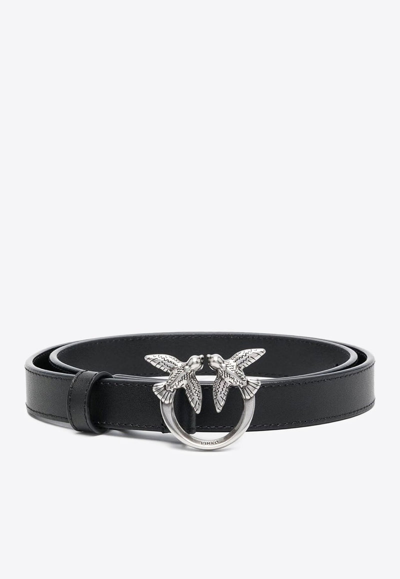 Love Bird Logo Plaque Leather Belt