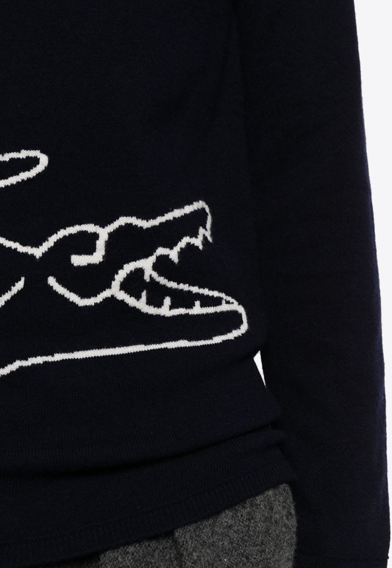 X Lacoste Intarsia Knit Logo Sweater