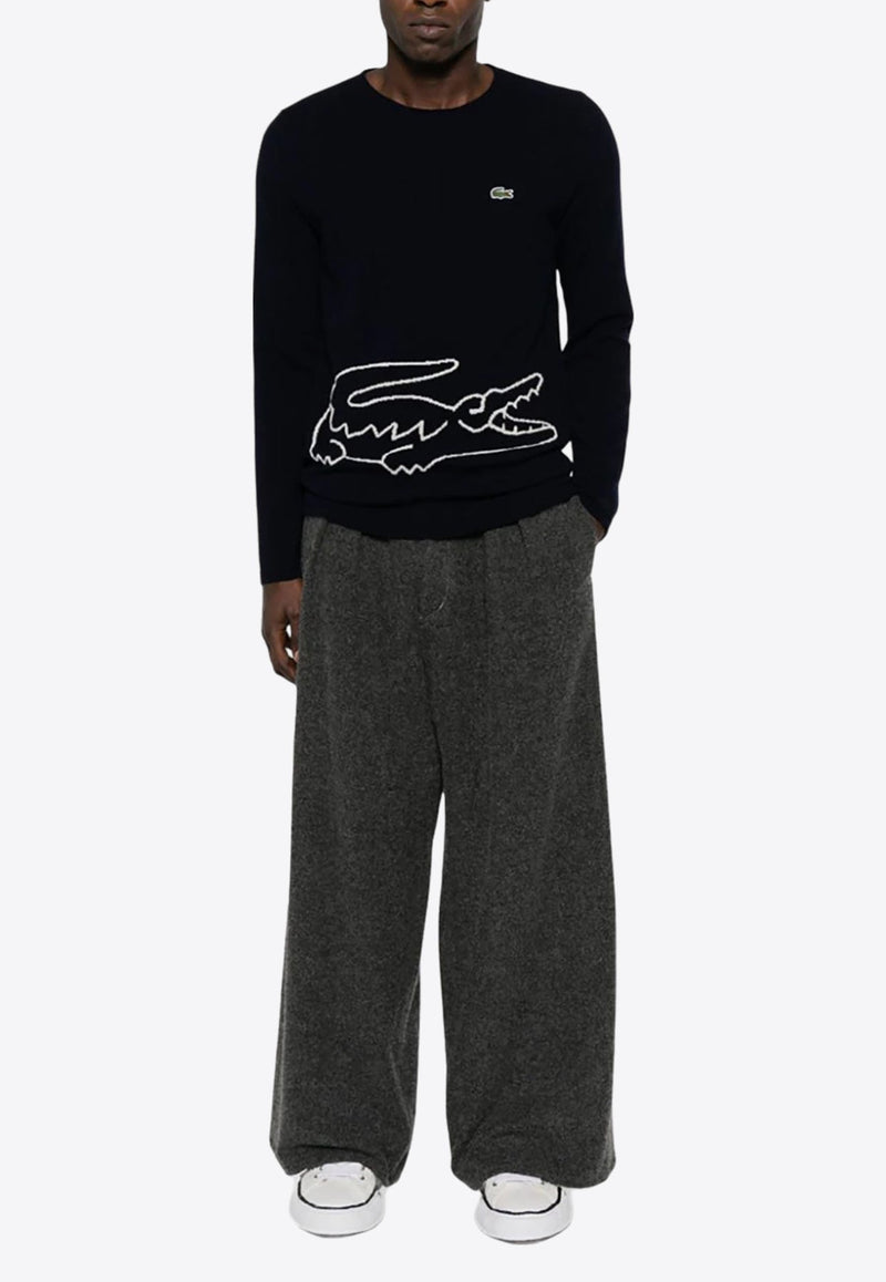 X Lacoste Intarsia Knit Logo Sweater