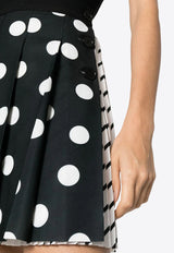 Polka Dot Pleated Mini Skirt