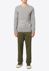 X Lacoste Intarsia Knit Logo Sweater