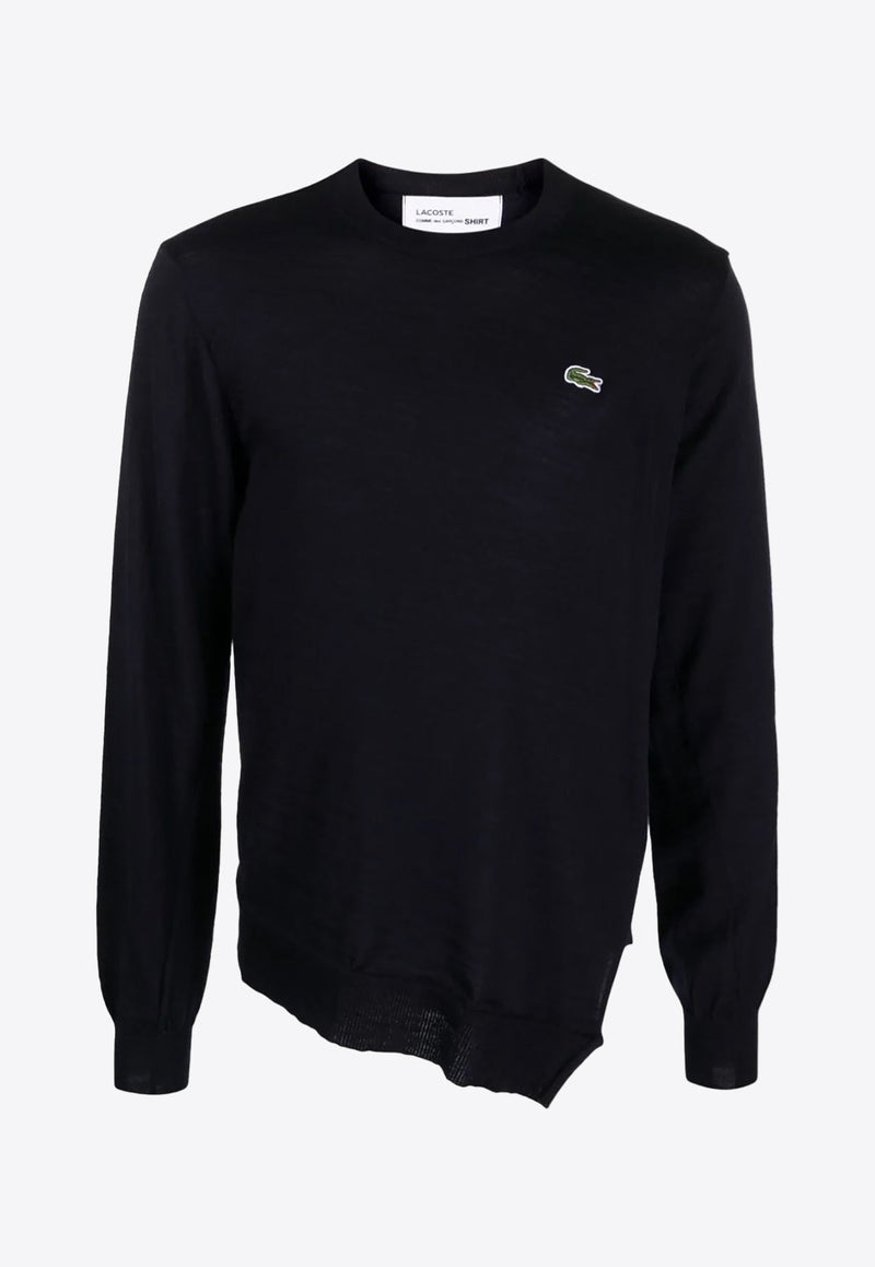 X Lacoste Asymmetric Wool Logo Sweater