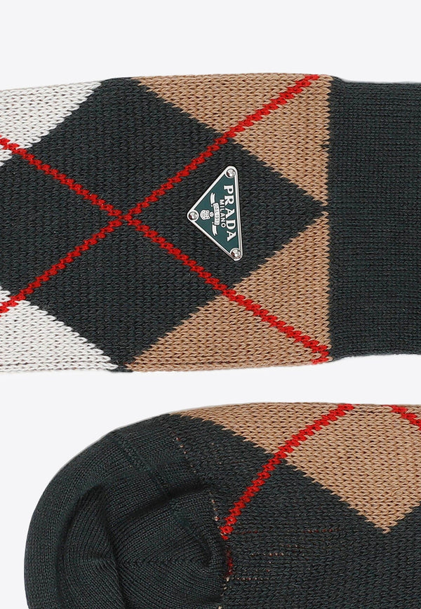 Argyle Check Ribbed Socks