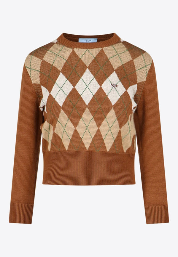 Argyle Knit Wool Sweater