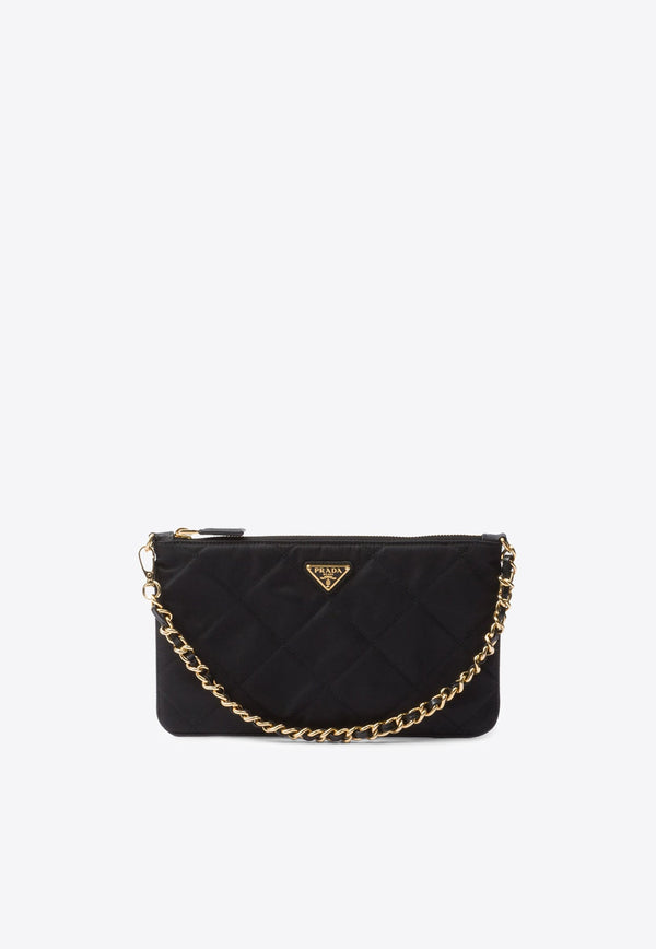 Triangle Logo Quilted Leather Shoulder Bag