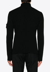 High-Neck Ribbed Wool Sweater