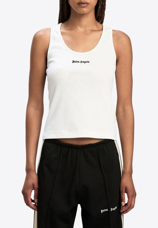 Logo Embroidered Ribbed Tank Top