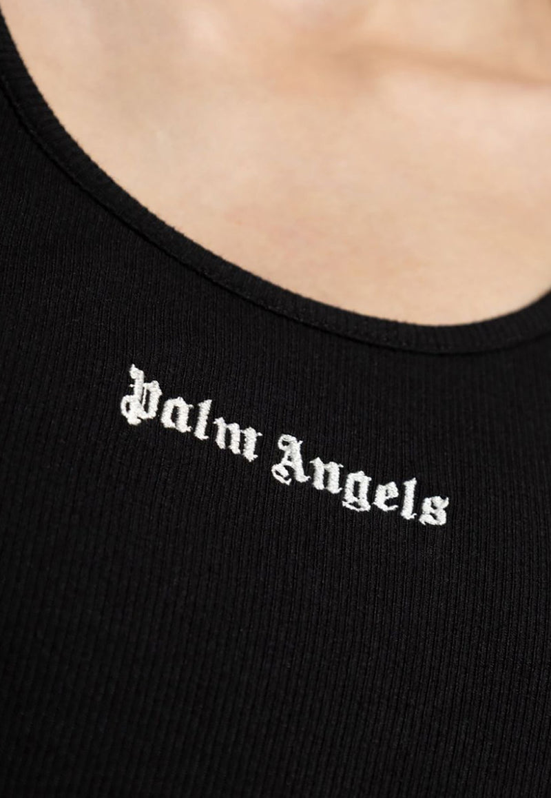 Logo Embroidered Ribbed Tank Top