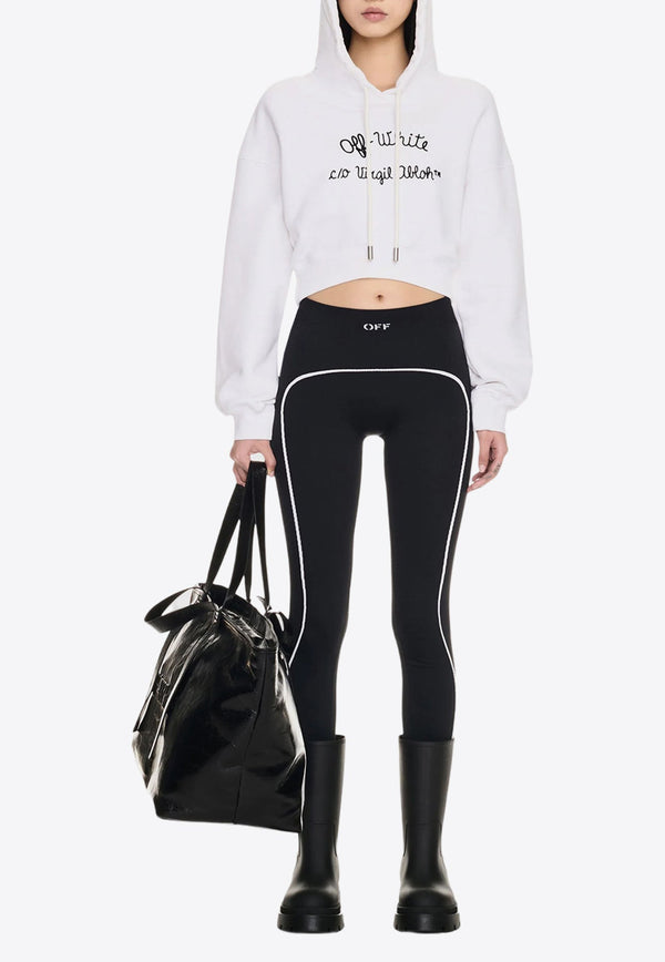 Embroidered Script Cropped Hoodie