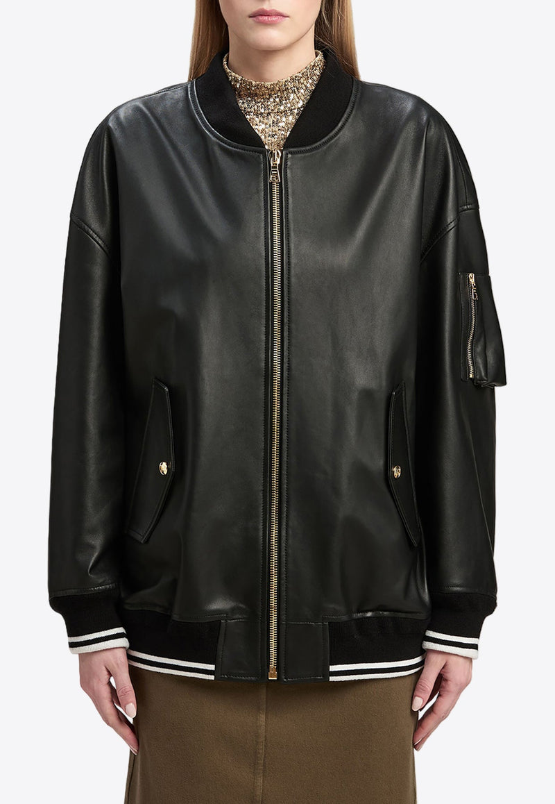 College Leather Bomber Jacket